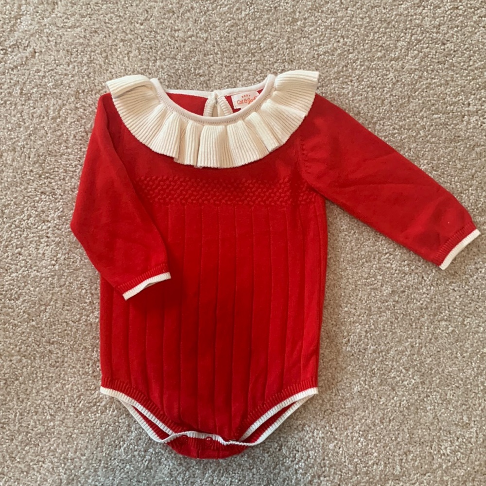 Baby girl knit holiday bodysuit